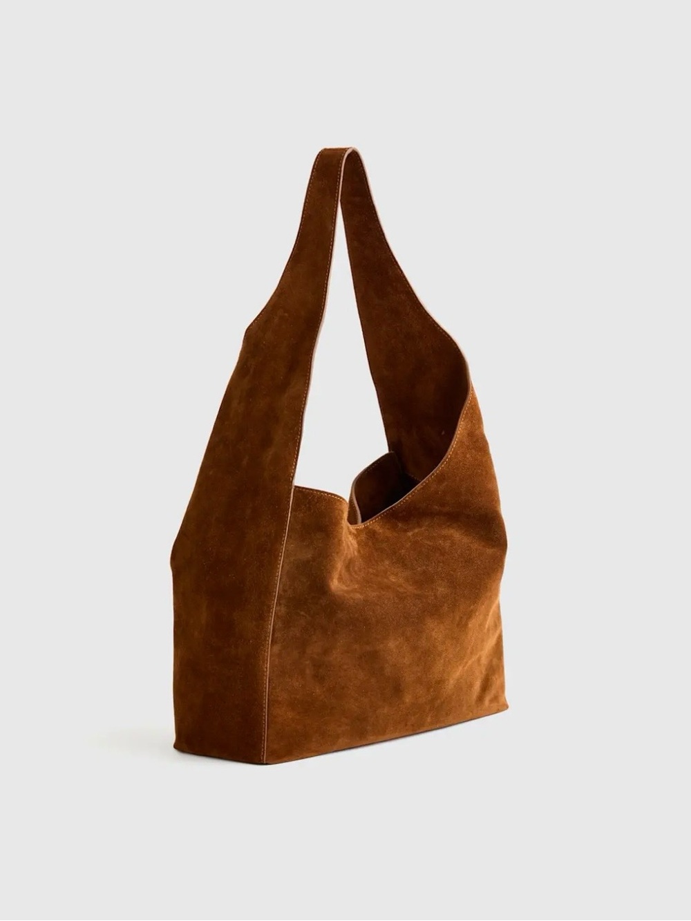 Quince Italian Suede slouchy Shoulder Bag - whiskey brown no dust bag 0388 - Picture 3 of 6